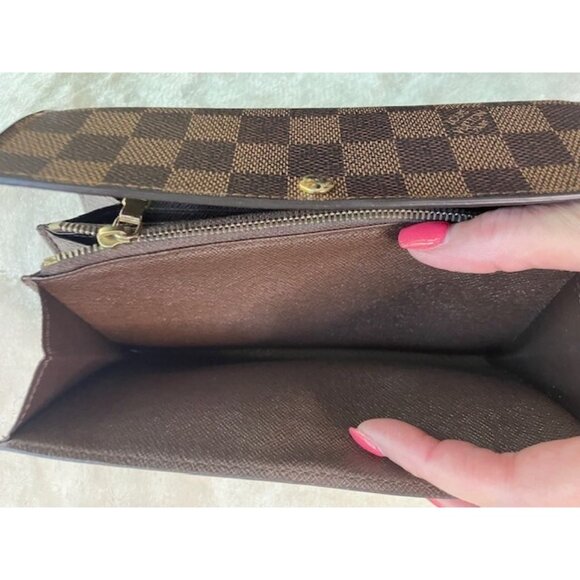 Authentic Louis Vuitton Damier Ebene Sarah Snap Wallet - Picture 8 of 11